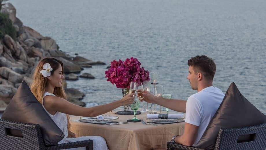 Romantic Private Beach Dining Koh Samui Banyan Tree Samui